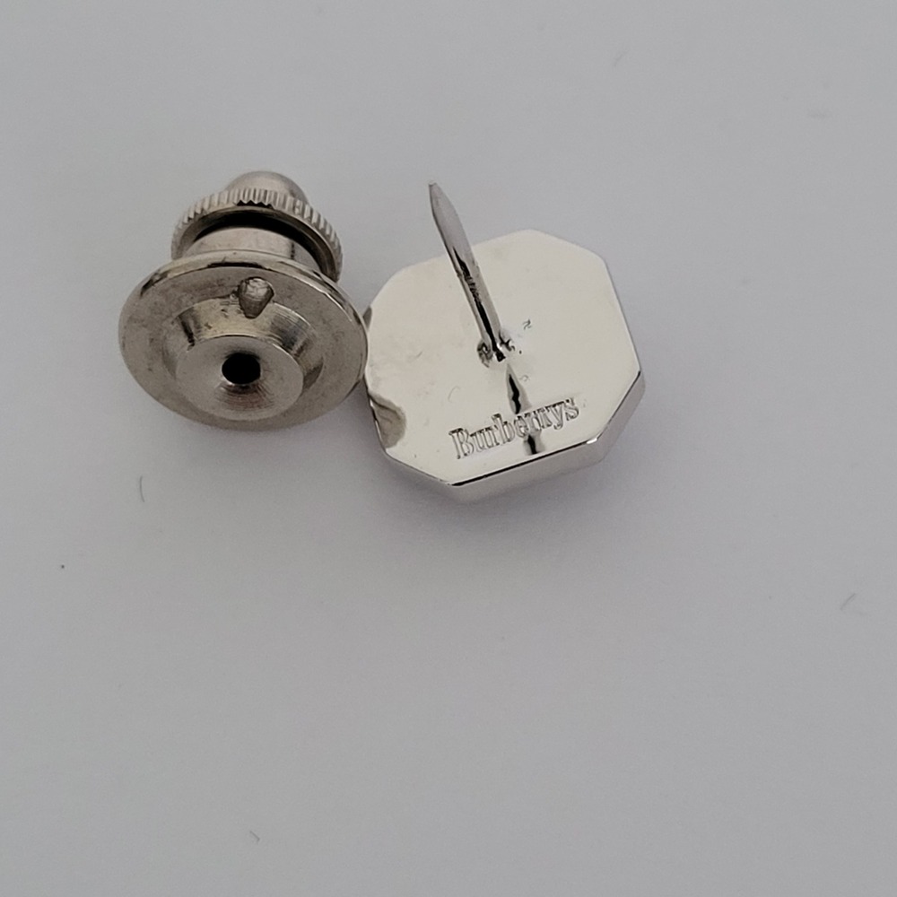 Burberrys Vintage Silver Tone Prorsum Knight Octagon Lapel Pin Tie Tack Logo - Picture 4 of 6